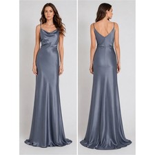 ✨💙 Jenny Yoo Sylvie Luxe Satin Bridesmaid Maxi Dress Long NWT Sz 6 💙✨