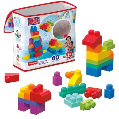 BLOKS Big Building Bag Baukasten mit 60 großen und bunten Bausteinen und
