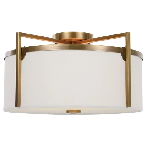 Uttermost 22283 Colfax 3 Light 21"W Semi-Flush Drum Ceiling - Brass - Picture 1 of 7