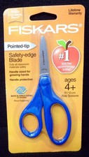 FISKARS Blue Pointed Tip Safety Edge Blade Scissors NEW 