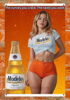 Modelo Beer Sydney Sweeney Metal Sign Poster   Wall Bar Decor Beer Sign Read Des