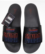 NEW Hugo BOSS NBA Logo Slides Sandals Casual Made in Italy Black Size 44 US 11