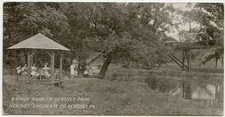 Shady Nook  Rustic Bridge  in Park , Hershey Chocolate Co.  PA , Mini Postcard