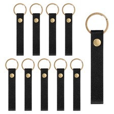 10 Pcs PU Leather Laser Engraving Keychain Blanks Black, 4.5" x 0.6" 