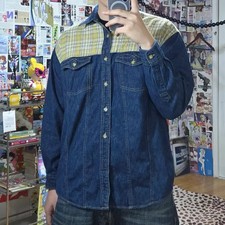 JPN Tartan Check Western Stitch Denim Shirt - Vintage Japanese
