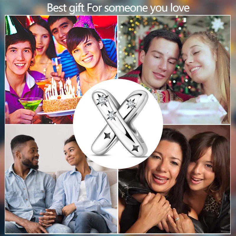 KUNSIR 925 Sterling Silver Letter X Charm For Bracelet Or Necklace Pendant Charm