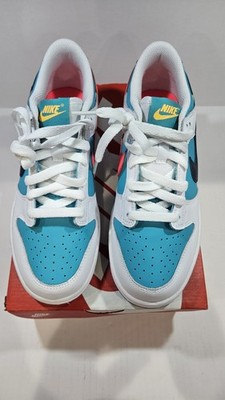 Sz 7Y Nike Dunk Low White Teal Pink Navy Colorblock Low Top Basketball Sneakers