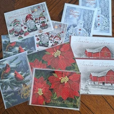 LOT OF 10 CHRISTMAS CARDS AND MATCHING COORDINATED ENVELOPES CELLOPHANE WRAPPED
