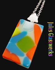 Hand Crafted  Fused Glass Pendant W/Chain #1508