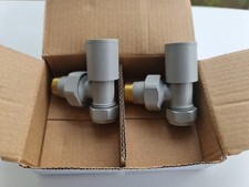 Modern feather light grey Angled Towel Rail Radiator valve 