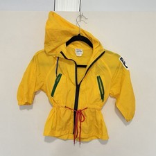 VTG 90s Esprit yellow hooded windbreaker Jacket Girls Youth 4&ndash;5 Years Colorful