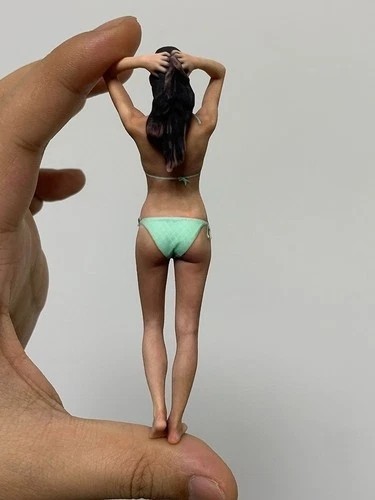 Figura in miniatura scena oggetti di scena 1/18 verde bikini bellezza ragazza diorama scultura resina - Foto 7 di 20