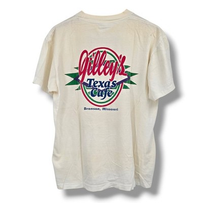 Vintage Gilley's Texas Cafe Branson Missouri Graphic T Shirt Cream Unisex XL