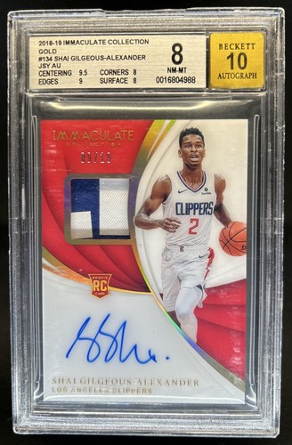 2018-19 Immaculate Shai Gilgeous-Alexander RC Patch Gold Auto #/10 BGS 8