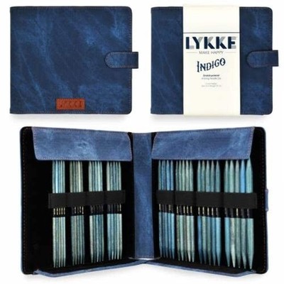 Indigo Denim Pouch Double Pointed Needle Set US 6 13 8 Sizes 15 cm 5 Pieces