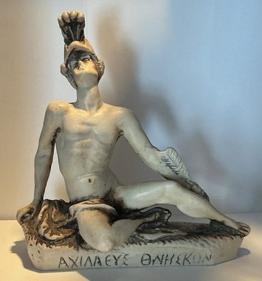 Achilles Greek Mythology Ceramic Figurine Antique Finish Art Sculpture