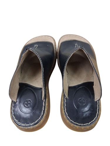vintage 90s dr martens Black Creased Slide Leather Sandals #8B04 Women's 6 - Picture 2 of 7