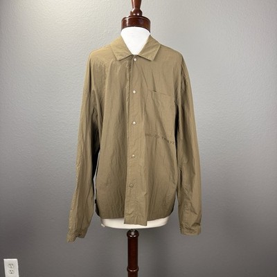 100 Thieves Brown Green Men's Foundations Snap Nylon Shirt Sz L Streetwear