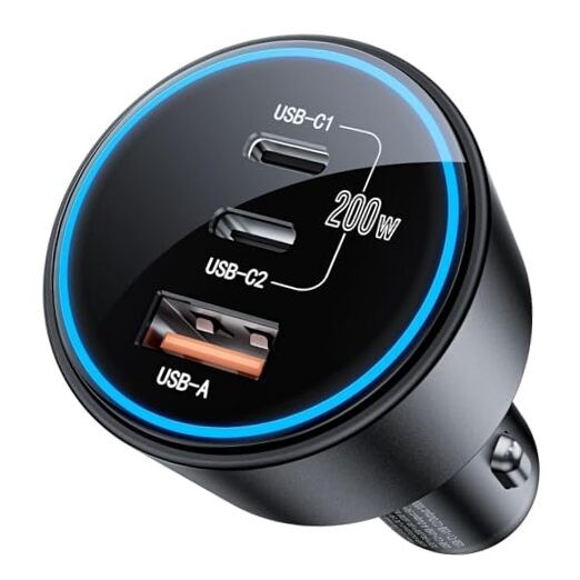 USB C Car Charger Fast Charging 200W, Dual PD 100W Type C Car Charger,