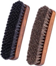 Premium Horsehair Shoe Brush Leather Shine Buff 2 Pack