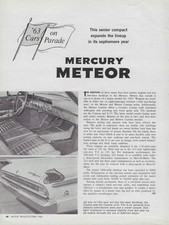 1963 Mercury Meteor Custom S-33 Vintage Magazine Article Ad 170 221 260 63