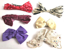 Vintage Lot of 6 Hair Accessories Girl Teens Bows 80s-90s Fabric Some Handmade