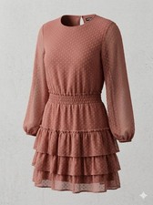Express Women's Smocked Waist Tiered Dress XS - Terracota