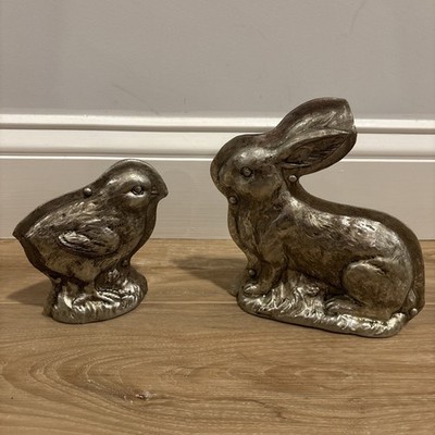 Celebrate It Easter Bunny & Chick Tabletop Decor Faux Metal Set Of 2