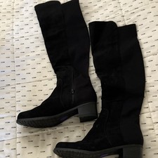 Unisa Black Knee High Faux Suede Riding Boot Zip Round Toe Size 8.5M