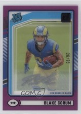 2024 Panini Clearly Donruss Rated Rookie Purple 26/75 Blake Corum #76 Auto 1ea7