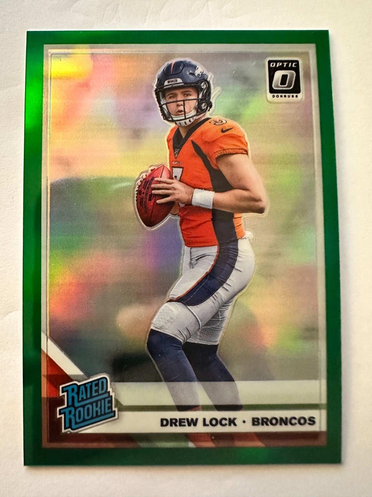 2019 Donruss Optic Drew Lock GREEN /5 Rated Rookie RC #153 SSP 4/5 Seahawks