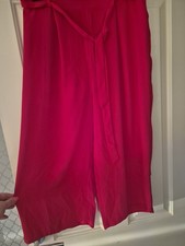 Primarks Ladies Wide Leg Cropped Trousers Red Size 14