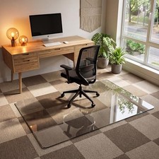 36"x55" Tempered Glass Chair Mat for Carpet  Hardwood Floors 36"x55" Nature