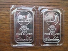 Two (2) 1 oz. SilverTowne Silver Bars Prospector and Donkey FREE SHIPPING