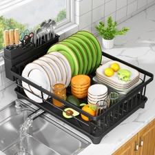 Dish Drying Rack - Space-Saving Small Dish Rack for Kitchen Counter, Rust-Res...