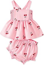 Newborn Baby Girl Clothes Summer Outfits Infant Ruffle Sleeveless Cute Bow Tank