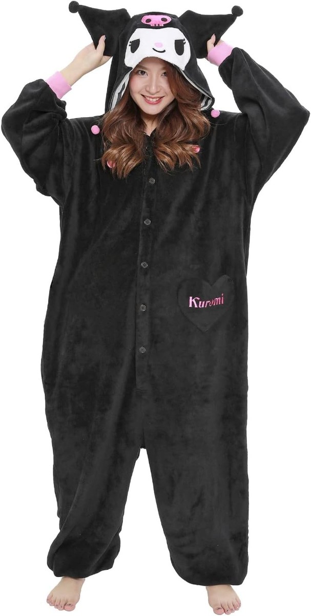 New Sanrio KUROMI Fleece Kigurumi Cosplay Costume SAZAC From Japan