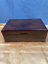 Vintage  Hardwood Sewing, Storage, Letter Box 10 X 6 1/4 X 4 1/8 Inches