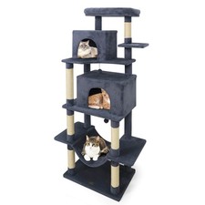 70  Large Cat Tree for Indoor Cats w/Plush Top Perch, Dual large Condos, Hammock