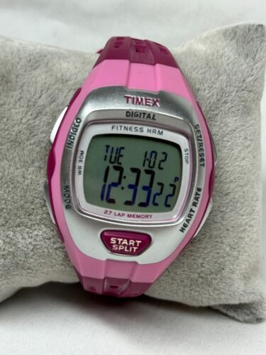 Montre pour femme Timex T5H891 HRM Fitness Activity Tracker 27 tours rose neuve batterie - Photo 1 sur 14