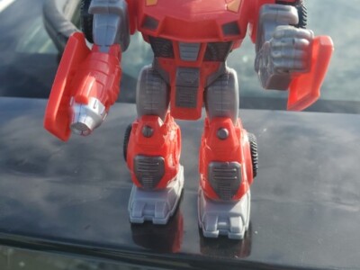 HAP-P-KID Toy Robot 7'' Figure Red & Silver - Walking w/ Light-Up Eyes Tested