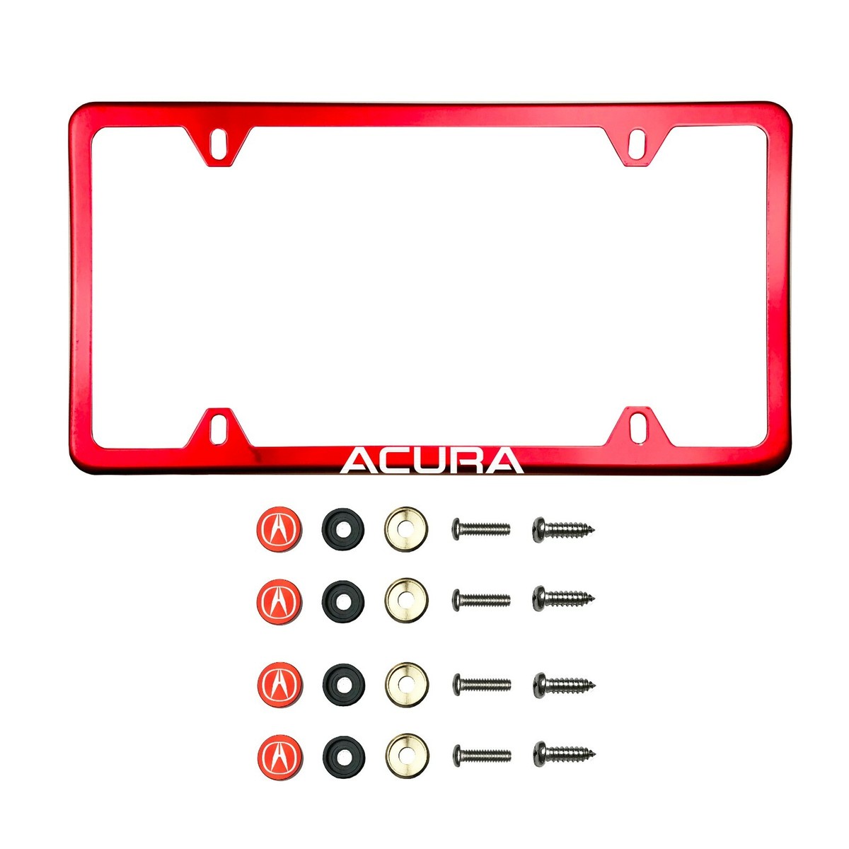 Fit Acura Laser Etching Stainless Steel Polish Red Slim License