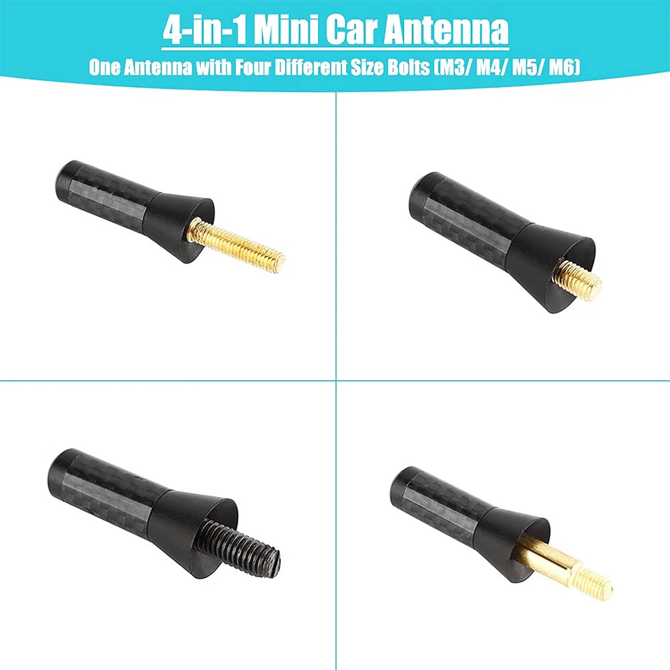 Mástil de radio AM/FM corto antena antena fibra de carbono de 1,4" para Pontiac GTO G5 G6 G8 Foto 4 de 4