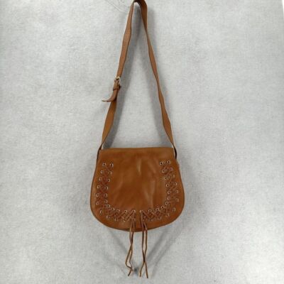 Violetta Royal Tan Genuine Leather Flap Saddle Crossbody Bag Messenger