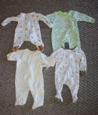 Lot 4 Newborn Sleepers Gerber Carters Cloud Island My Brown Bear Zipper Snaps