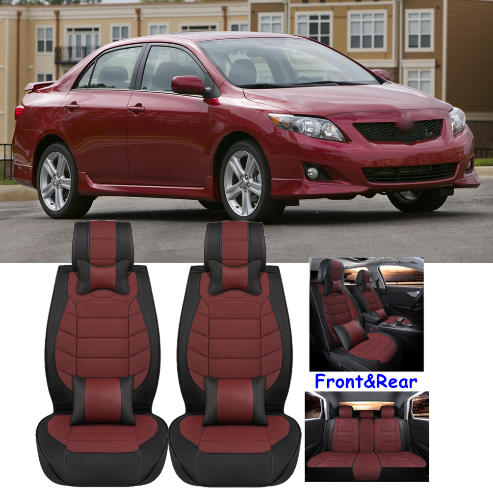 Car Seat Covers 5-Seater Front Rear Full Set PU Leather For Toyota Corolla 03-17
