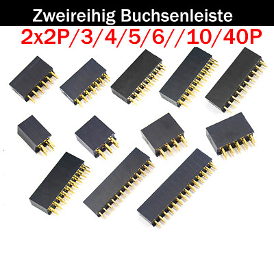 Buchsenleiste 2.54mm Zweireihig Weiblich Pin Header Row 2x2P/3/4/5/6/7/8 - 40P