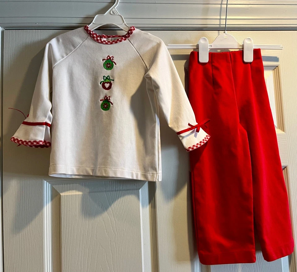 Chez Ami por Patsy Aiken Niñas Talla 5 2 piezas Traje de Navidad Rojo y Blanco Foto 2 de 4