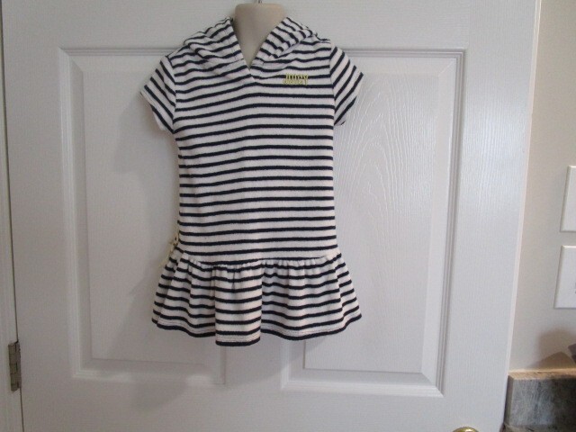 Juicy Couture Size 6 Girls Blue Striped Hooded Swimwear Cover Up   SALE!!