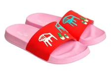 HAPPY SOCKS Men's Pink Balcony Chairs Comfortable Slides Size 9 NWT